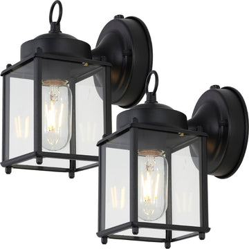 Boston 4.25" Farmhouse Industrial Iron/Glass Outdoor LED Sconce - JONATHAN Y